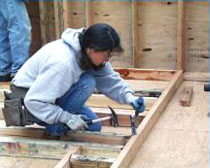 Woman carpenter working