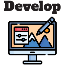 Developing your course on a computer. Graphic design icons created by Freepik - Flaticon.com