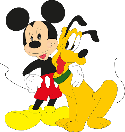 Mickey Mouse with his arm around his dog Pluto as they stand together happily. *Pixabay License"