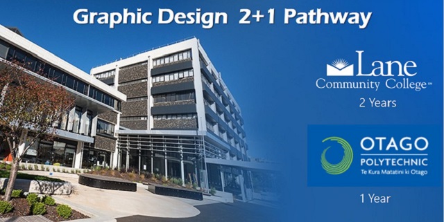 Graphic Design 2+1 Pathway. Lane Community College two years. Otago Polytechnic 1 year
