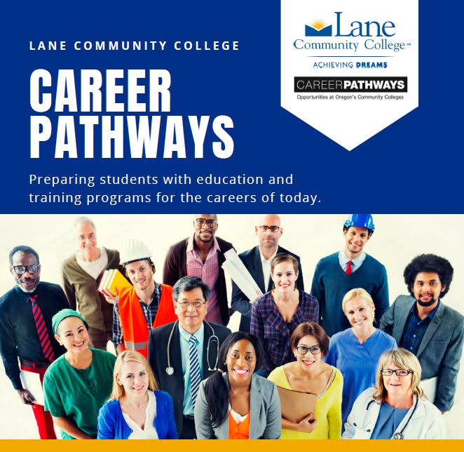 Career Pathways flyer image, people in uniform of varying career trades