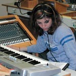 single student working in music lab