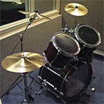 recording studio isolation booth drumset