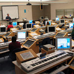 students working in music lab classroom