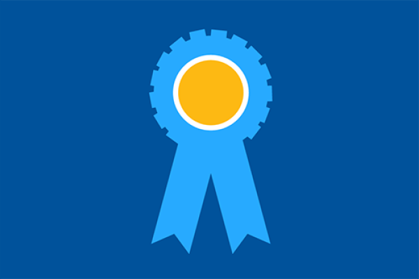 an icon of a ribbon, like one you might get if you win a prize