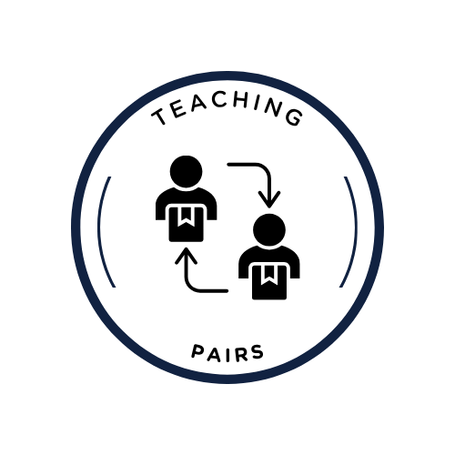 Teaching pair logo with an exchange between two people.