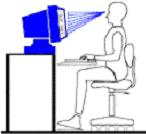 Figure looking at a computer, eyes in the top 1/3 of screen.