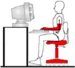 Figure showing proper typing position, with neutral position for wrists and elbows