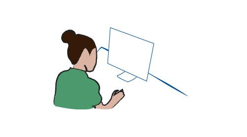 an illustration of a woman working at a computer